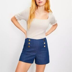 Loft Admiral Refined Denim Zipper Closure High Rise Shorts NWT